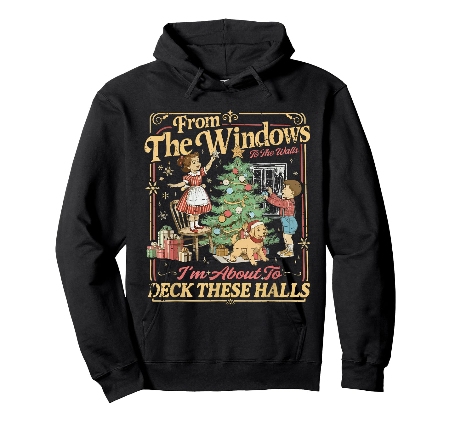 Funny Christmas Holiday from The Windows to The Walls Retro T-Shirt