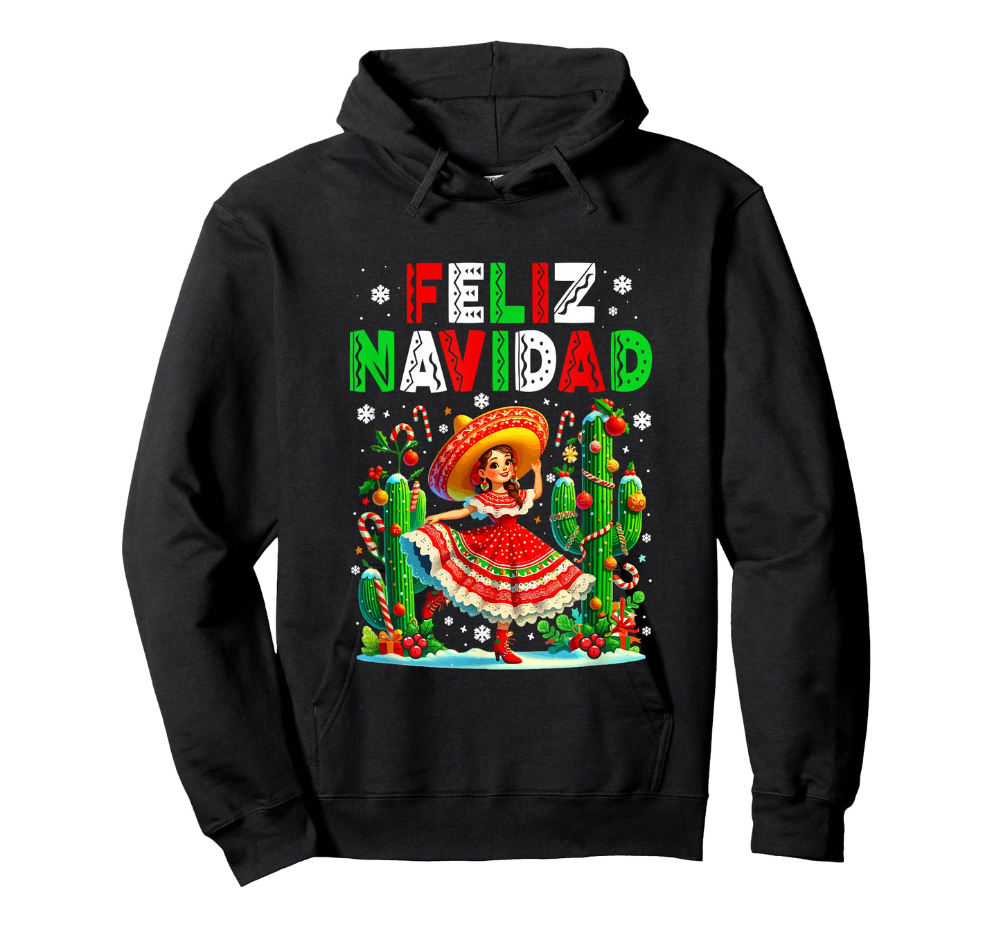 Feliz Navidad Christmas Colorful Spanish Mexican Kid Girl T-Shirt