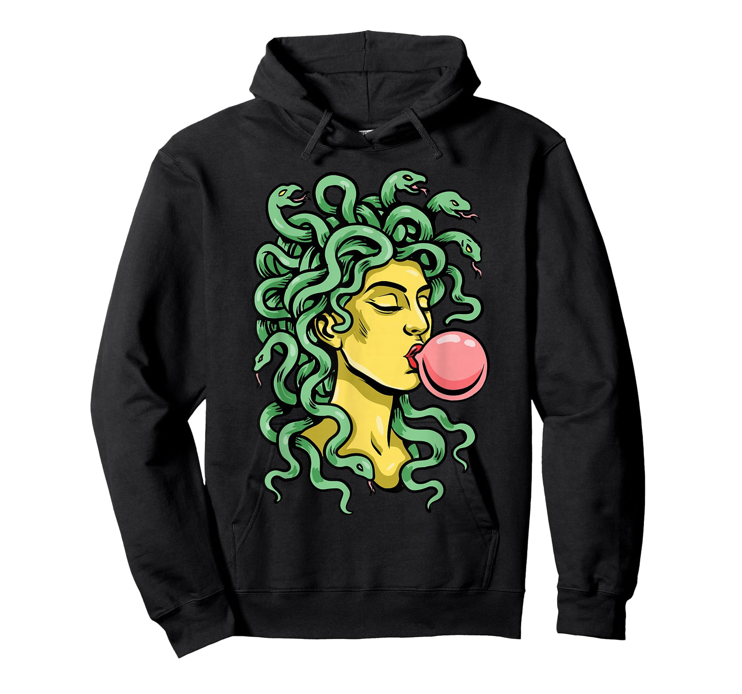 Medusa Blowing Bubble Gum Snake Mythology Feminist Pop Art T-Shirt