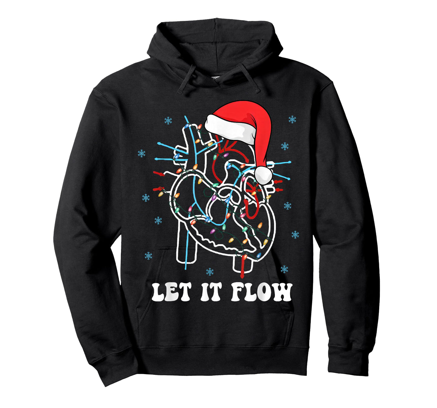 Let It Flow Anatomy Heart Cardiac Nurse Santa Hat Christmas T-Shirt