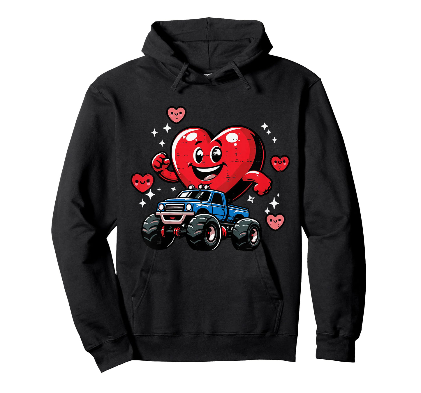 Kids Valentines Day Heart On Monster Truck Cute Toddler Boys Kids T-Shirt
