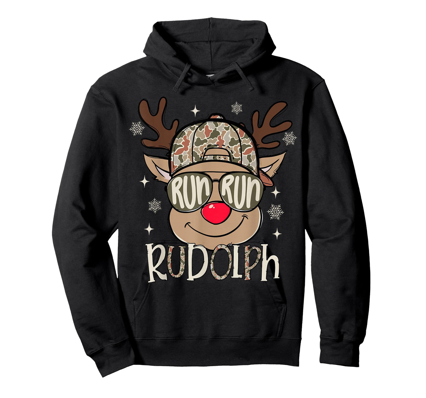 Run Rudolph Santa's Reindeer Christmas Camo Boys Toddlers T-Shirt