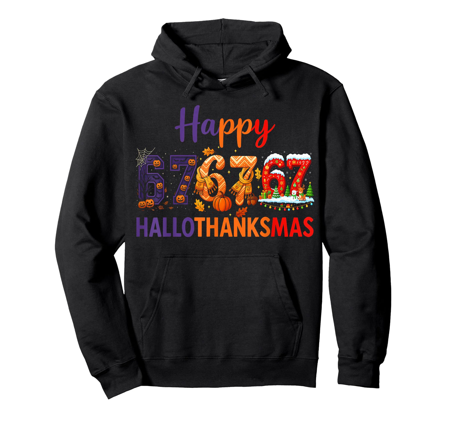 HUGvyn Six Seven Meme 67 Hallothanksmas Halloween Christmas T-Shirt
