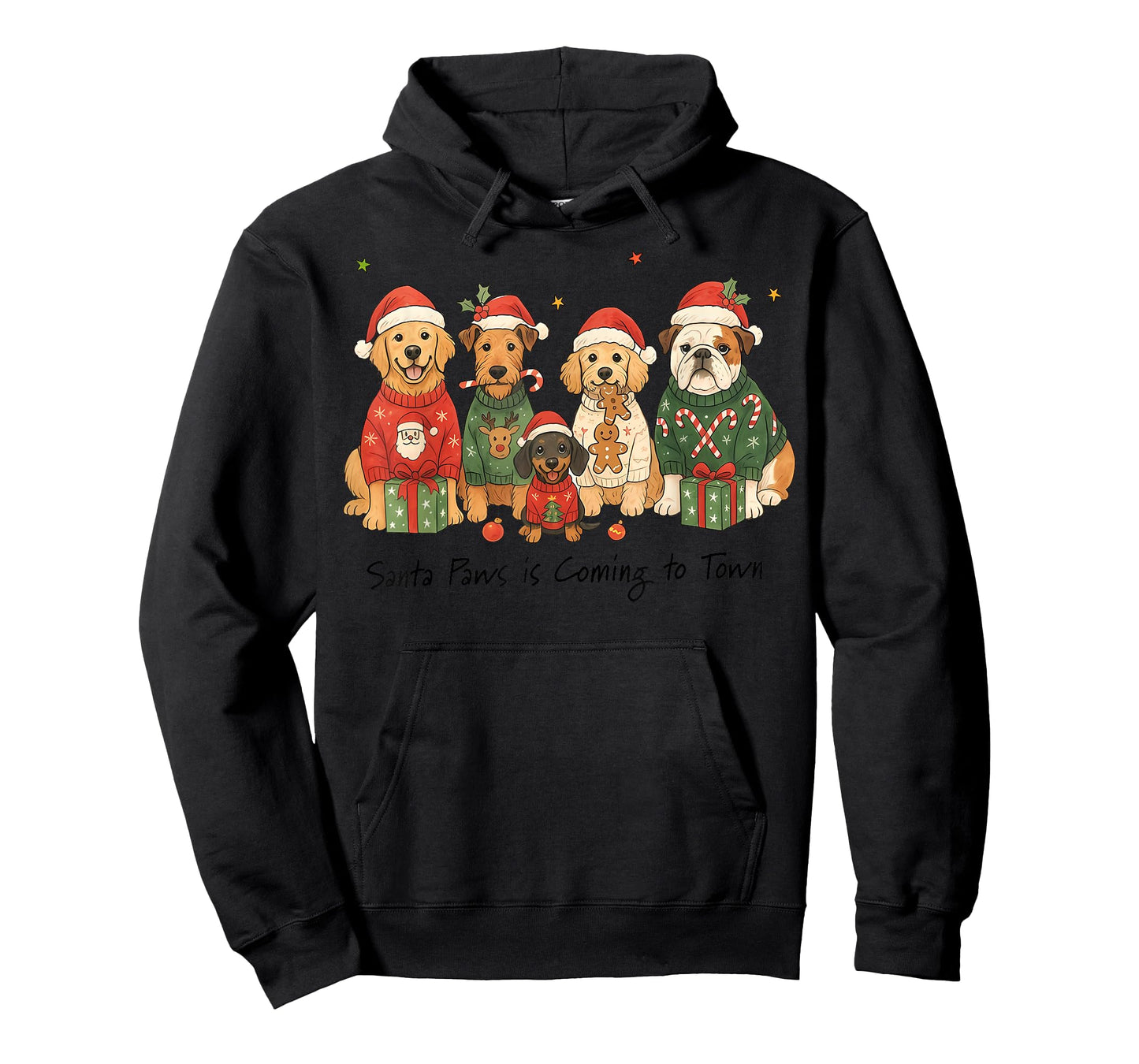 Funny Dog Santa Paws is Coming to Town Cute Christmas Dog T-Shirt