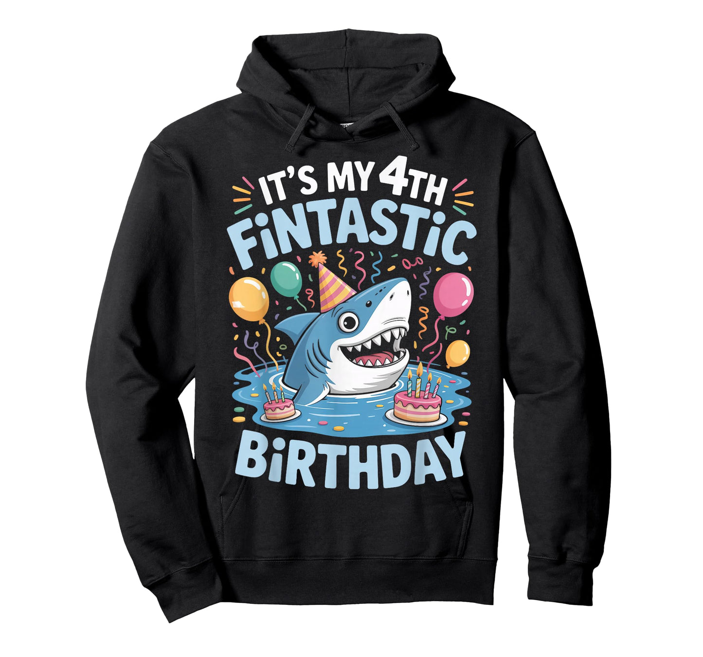 My 4th Fintastic Shark Birthday Party 4 Years Old Shark T-Shirt