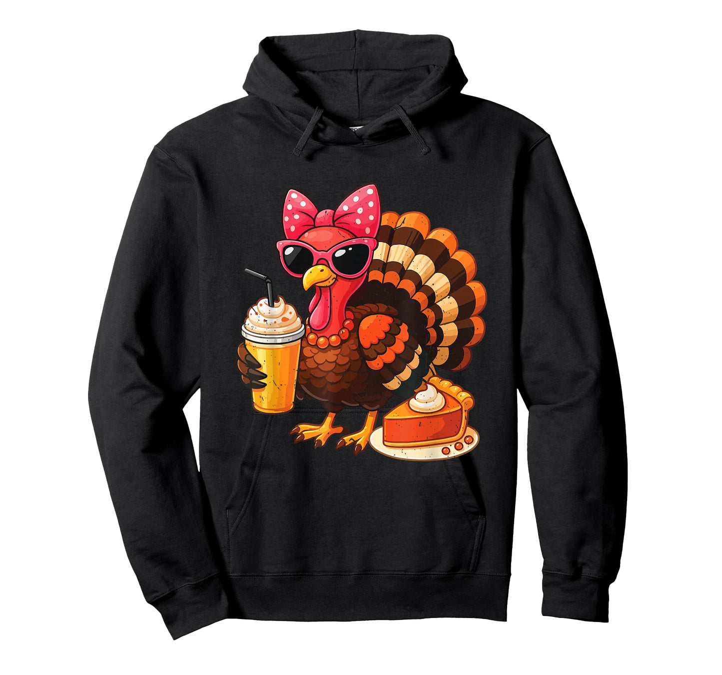 Girl Turkey Drinking Coffee Bow Thanksgiving Trot Squad 2025 T-Shirt