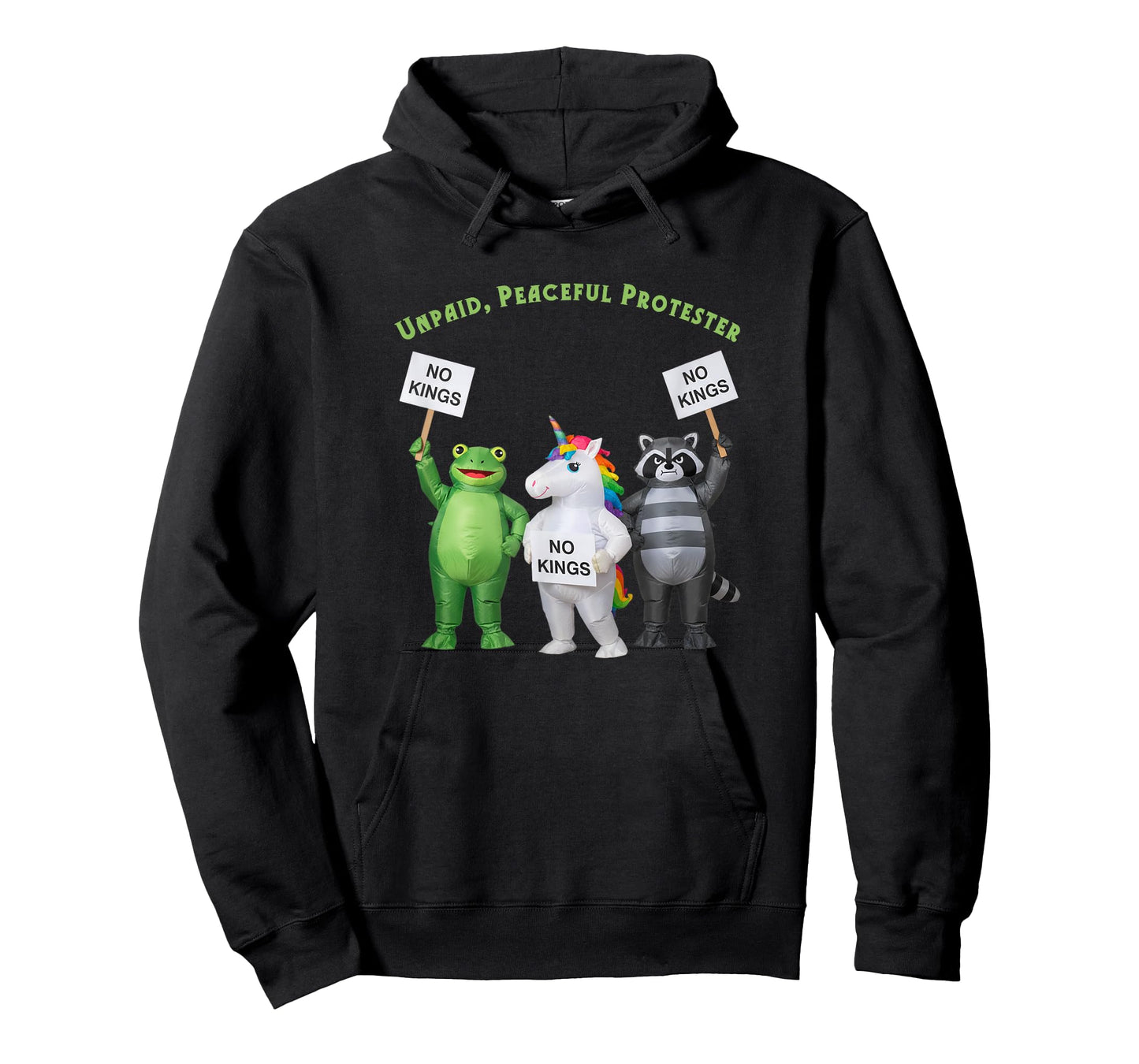 No Kings Unpaid Peaceful Protester Frog and Unicorn T-Shirt