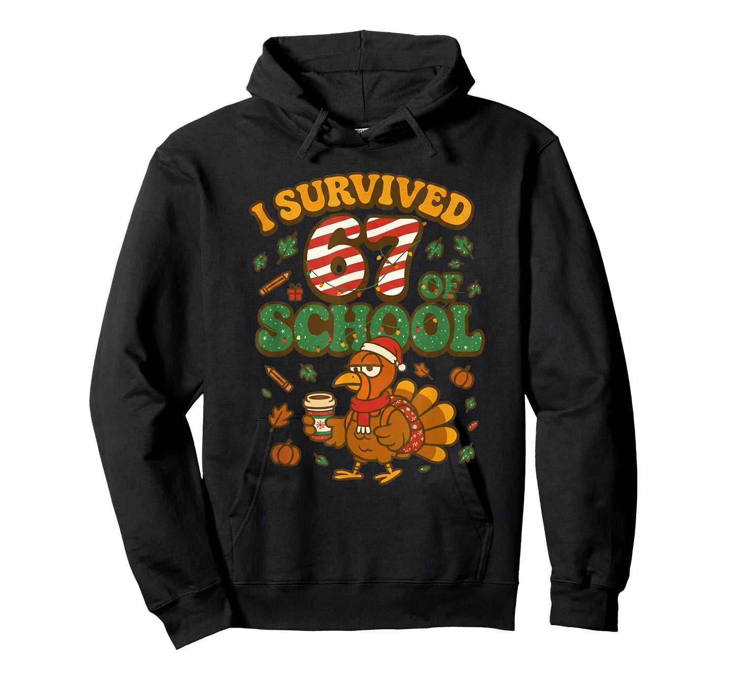I Survived 67 Days of School Funny Christmas Turkey School T-Shirt