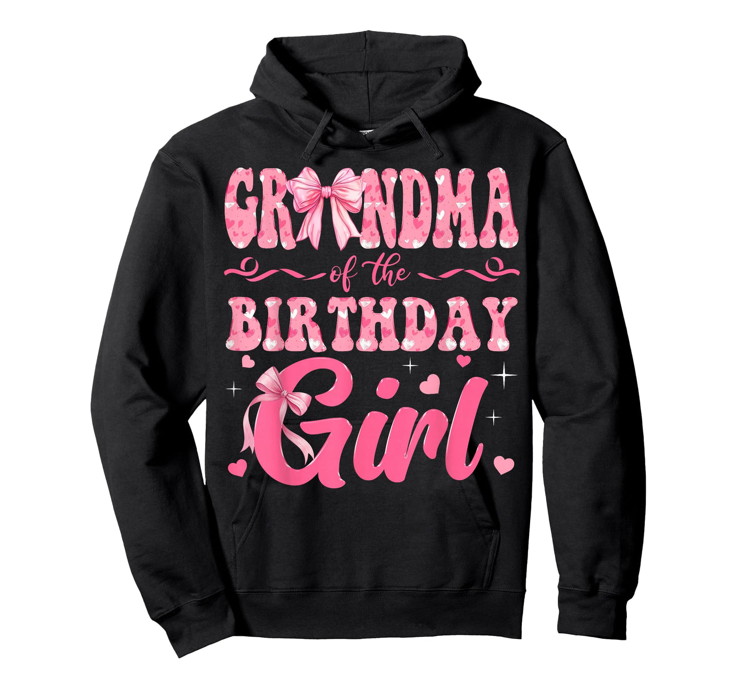 Grandma of The Birthday Girl Family Pink Coquette Bow T-Shirt