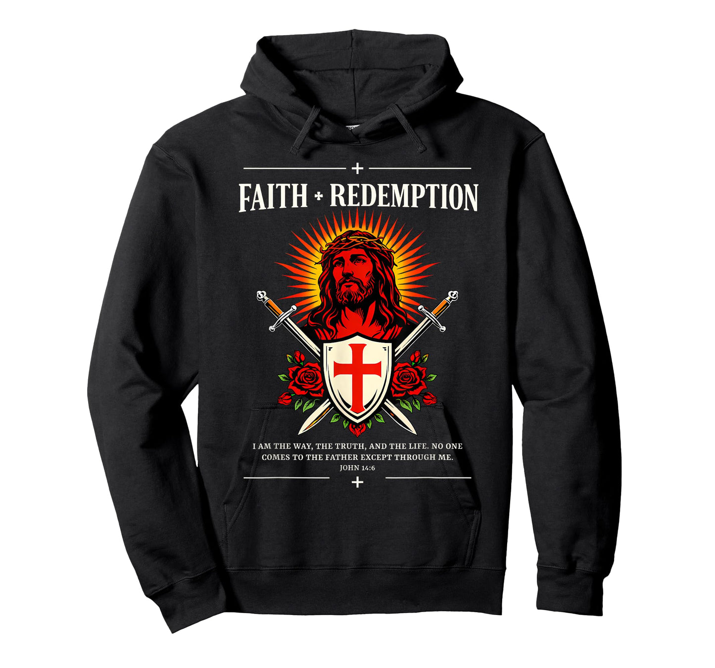 Faith + Redemption Jesus John 14:6 Christian Gothic Crest T-Shirt