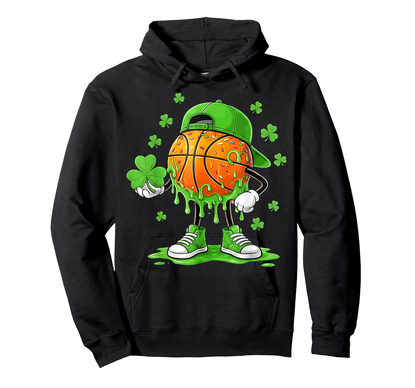 St Patrick Day Basketball Shamrock Drip Sport Boys Men Kids T-Shirt