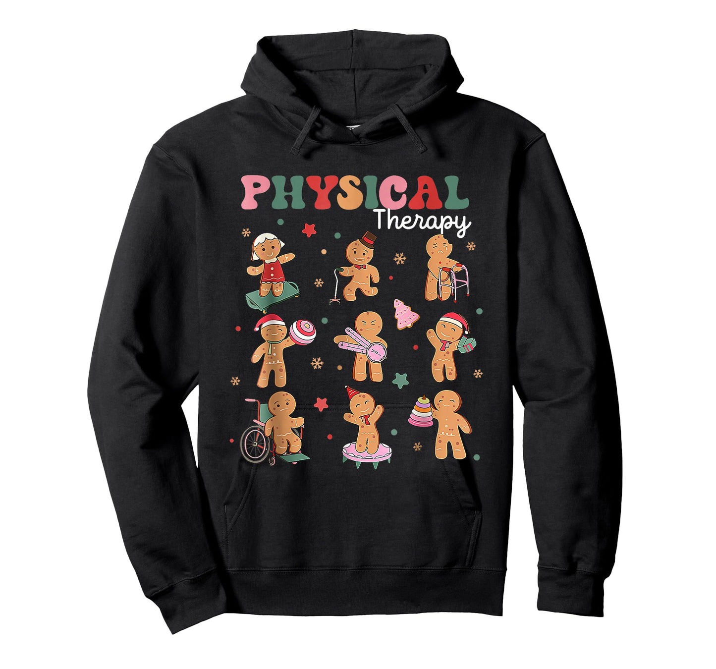 Retro Physical Therapy Gingerbread Christmas PT Funny Xmas T-Shirt