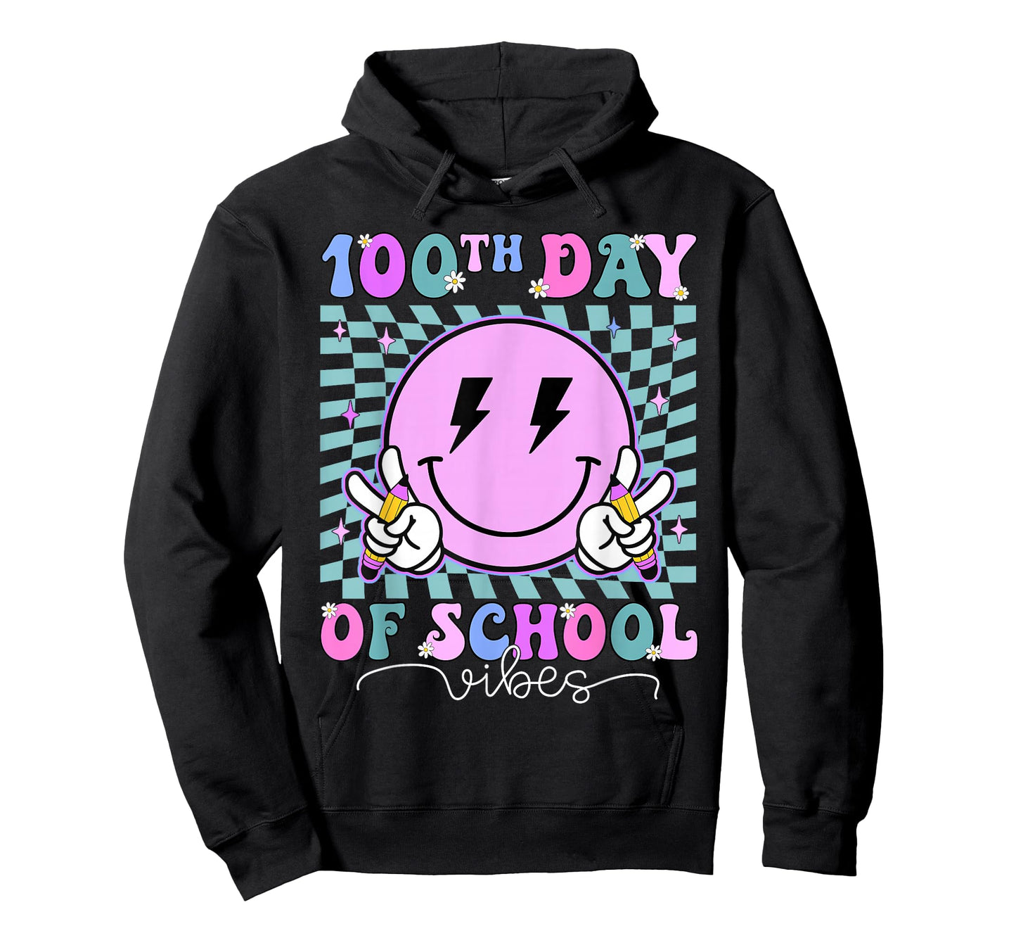Funny 100 Days Shirt 100th Day of School Vibes Kid Boys Girl T-Shirt