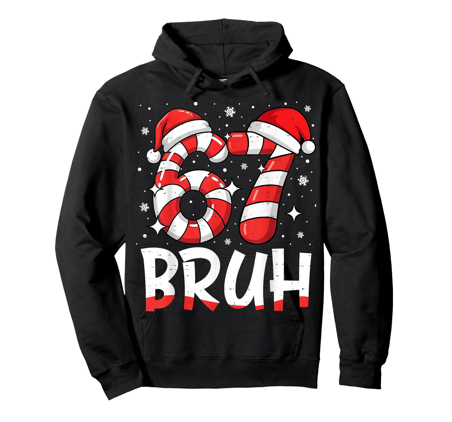 Funny Bruh 67 Six Seven 6 7 Meme Christmas Candy Cane T-Shirt