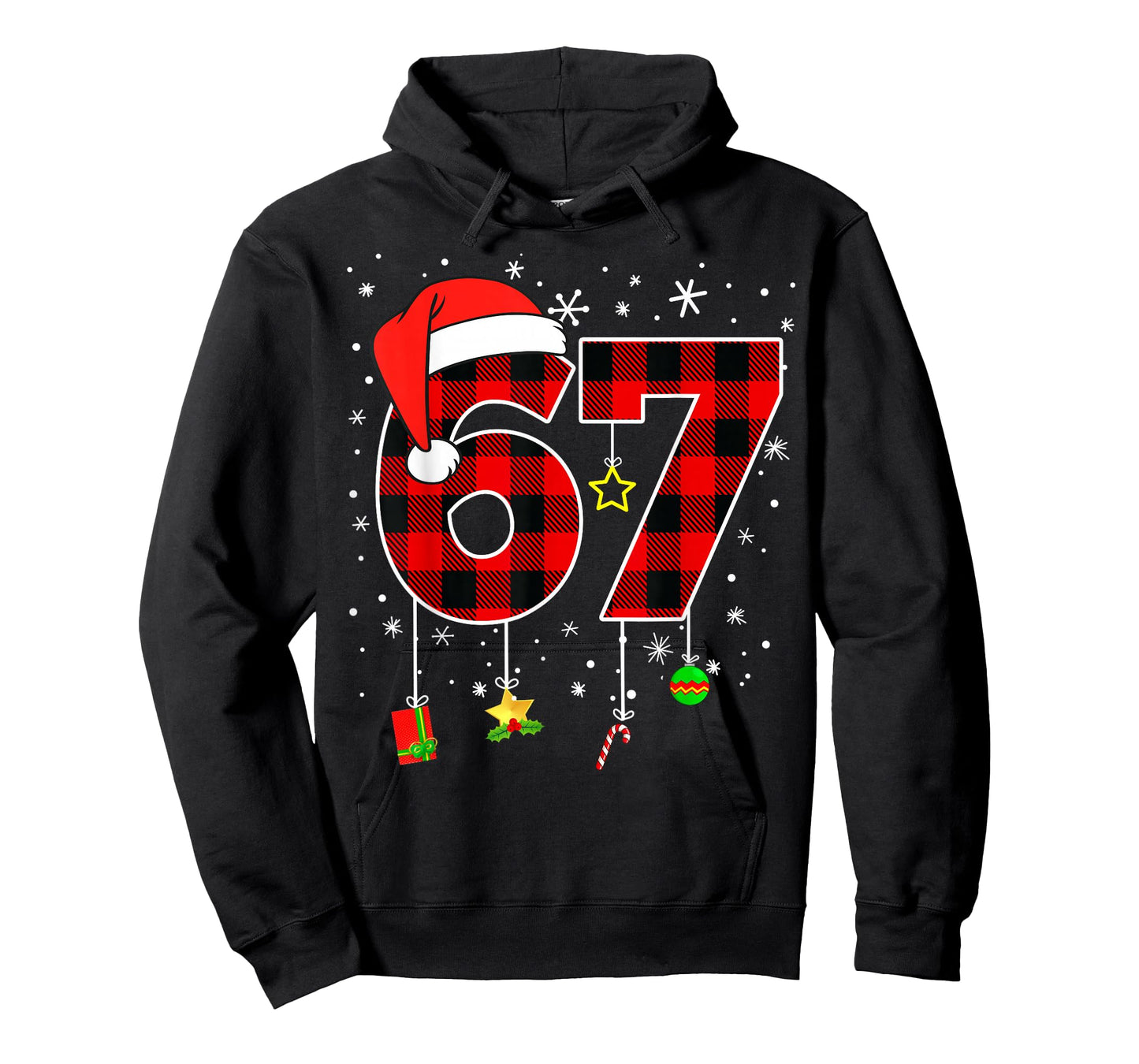 Six Seven 67 Christmas Red Plaid Xmas Boys Kids Funny Santa T-Shirt