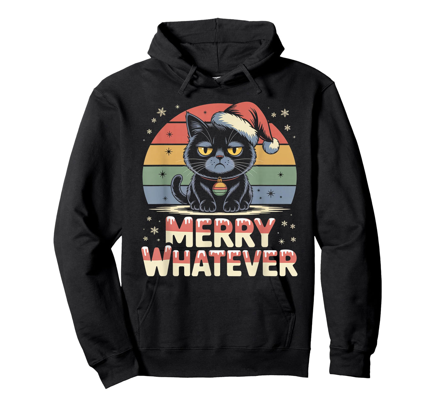 Merry Whatever Bruh Cat Holiday Humor Festive Rainbow T-Shirt
