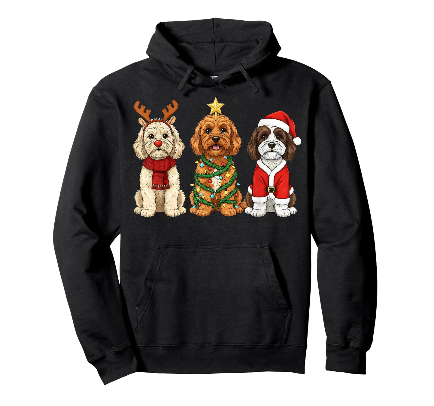 Retro Christmas Cockapoo Santa Reindeer Dog Lover T-Shirt
