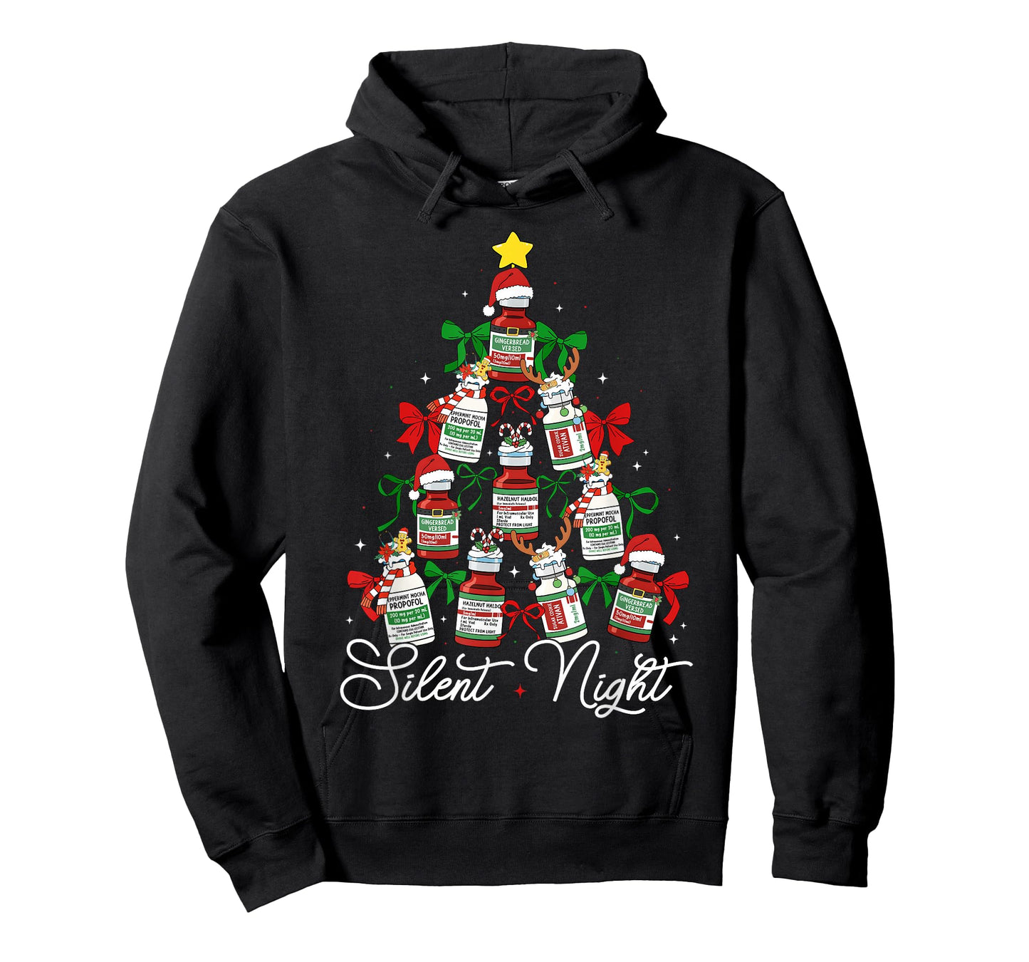 Preppy Silent Night Christmas Coquette Bow Nurse Girl Women T-Shirt