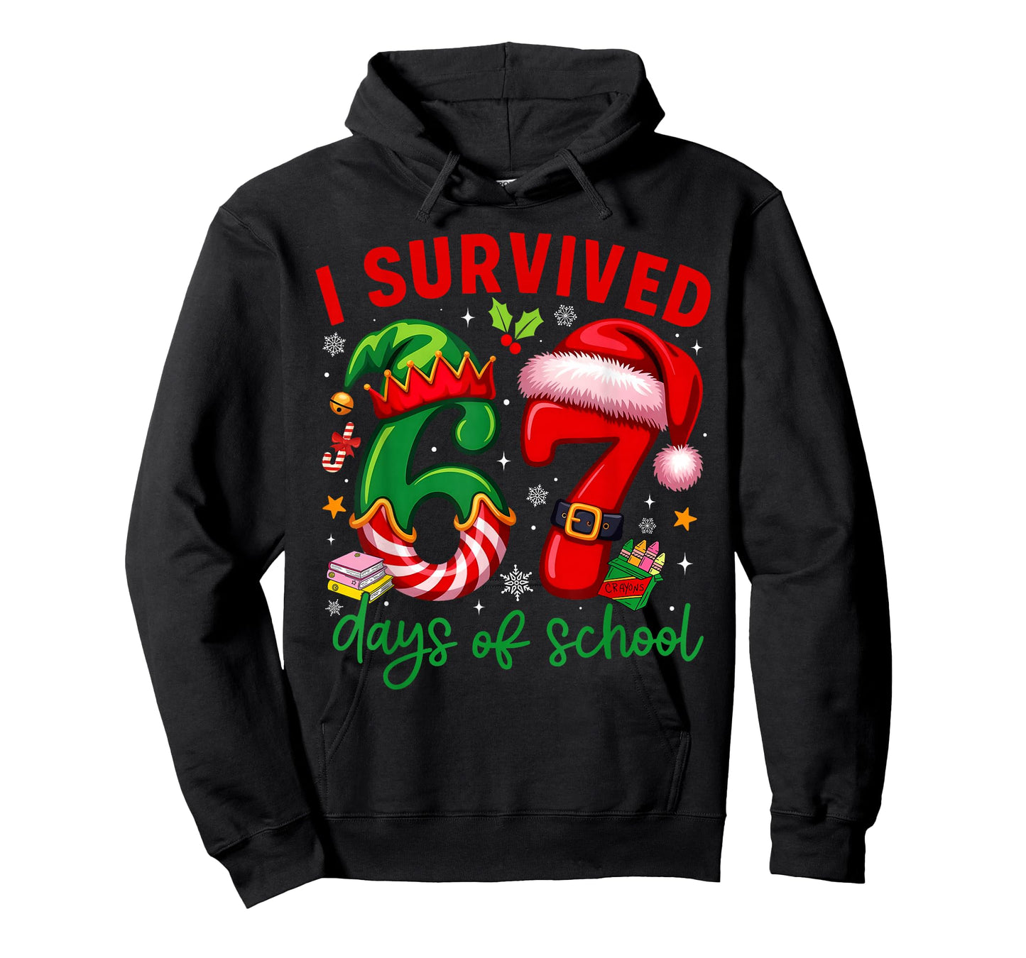 Funny I Survived 67 Days of School Christmas Santa Boy Girl T-Shirt