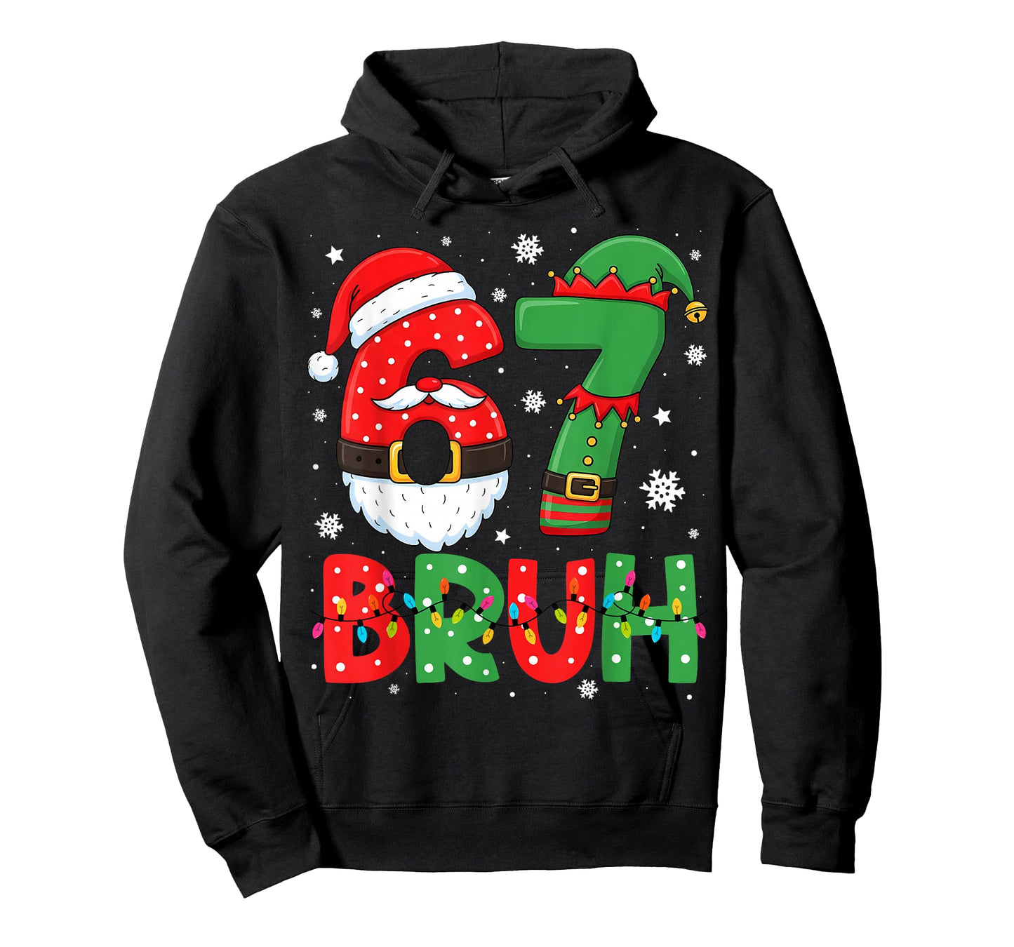 Funny Bruh 67 Six Seven 6 7 Meme Christmas Boys Santa Elf T-Shirt