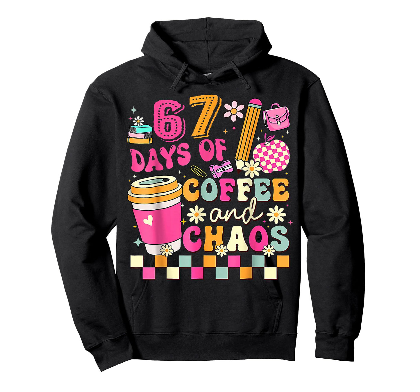 67 Days of Coffee and Chaos Funny Six Seven Meme Teacher T-Shirt