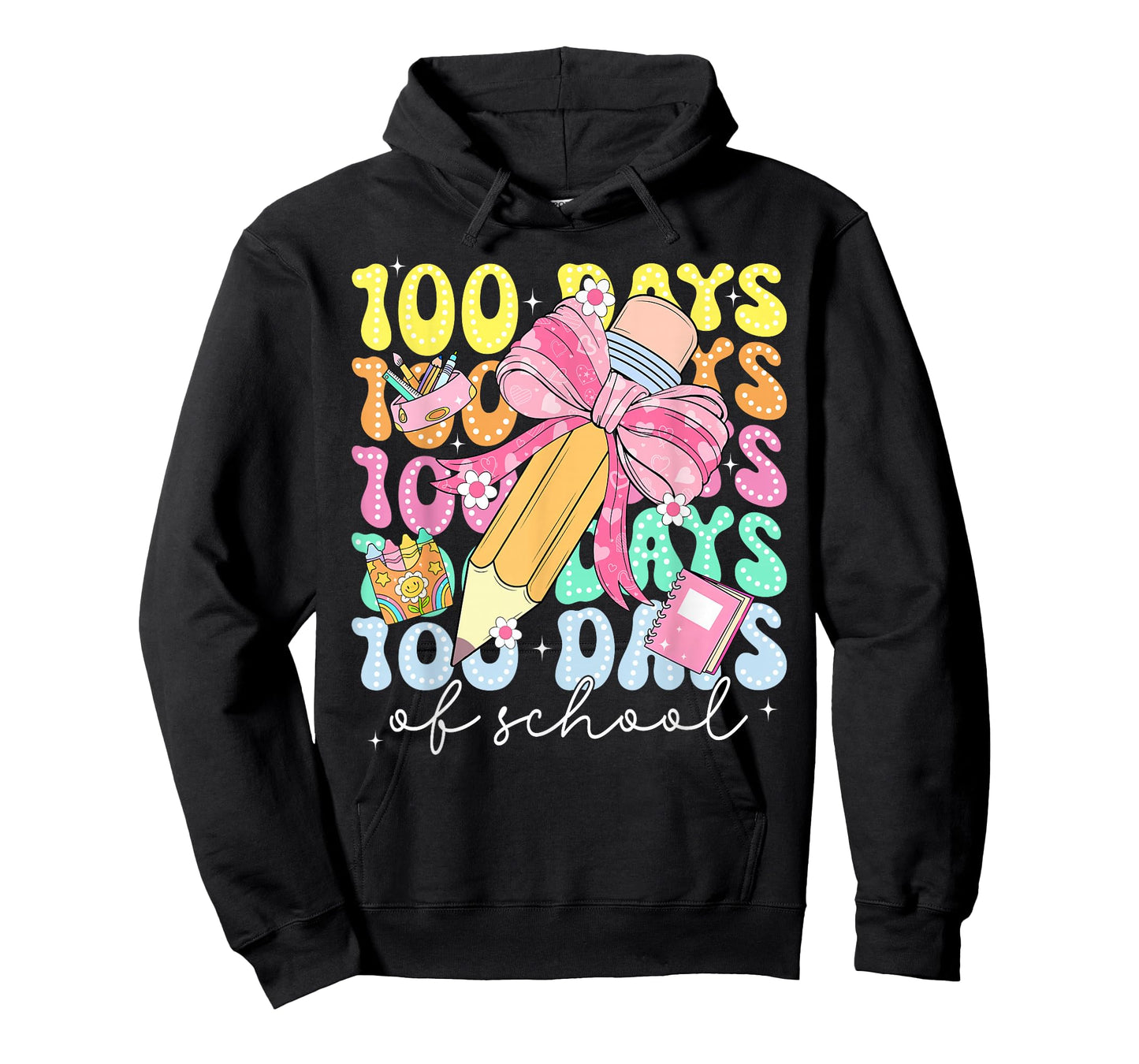 100th Day of School 100 Days Coquette Pencil Bow Girl Women T-Shirt