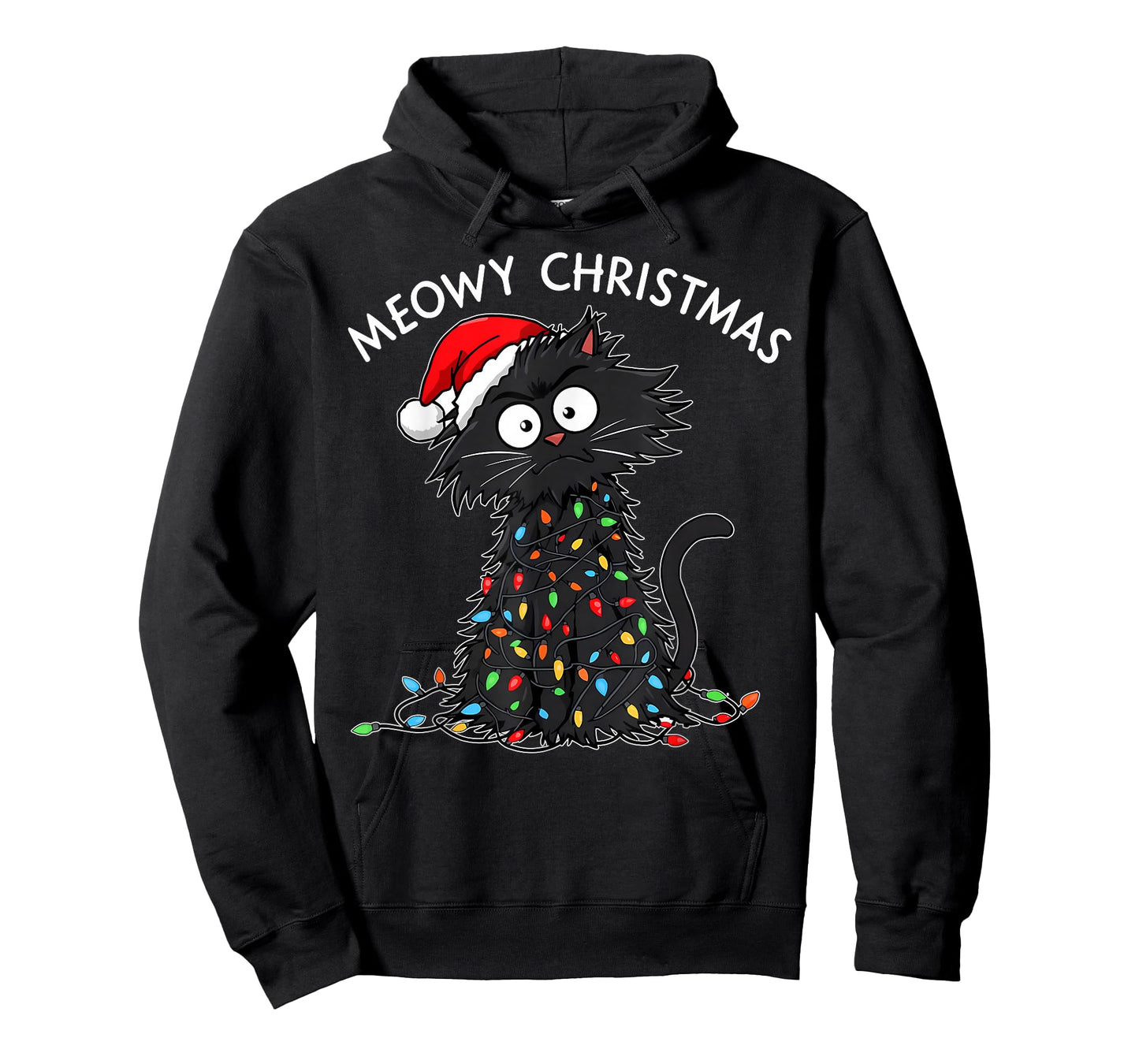 Funny Cat Meowy Christmas Lights Pet Lover Xmas Holiday T-Shirt