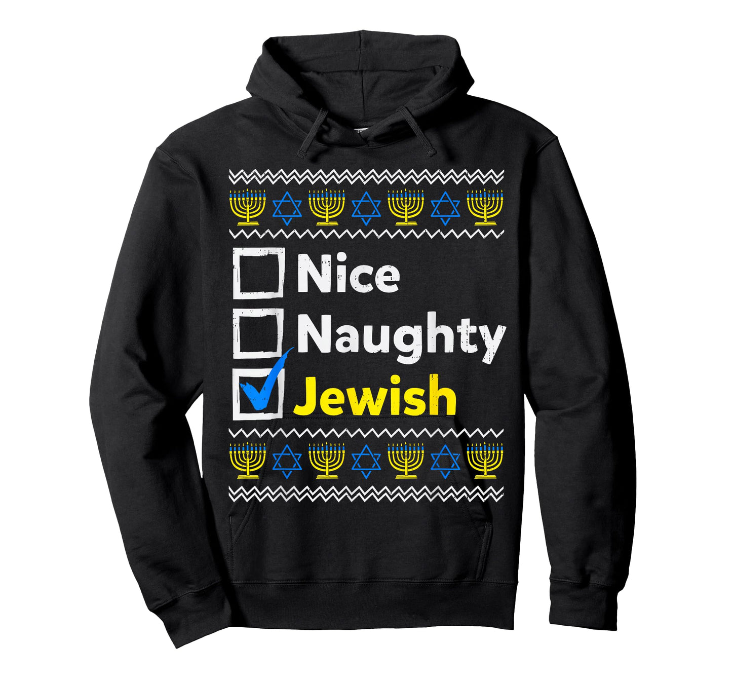Nice Naughty Jewish Christmas Ugly Hanukkah Menorah Chanukah T-Shirt