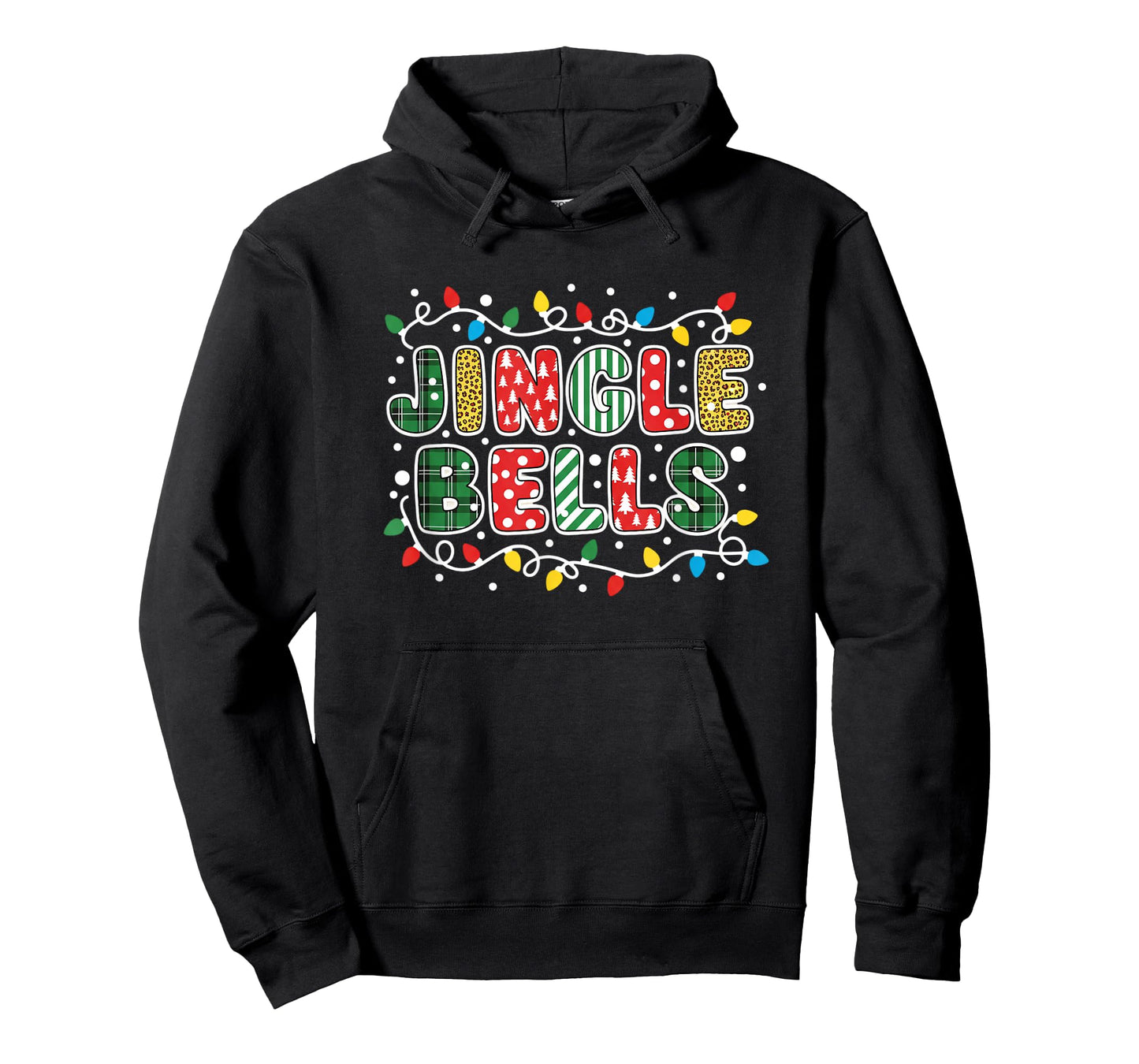 Christmas Jingle Bells Colorful Holiday Lights Plaid Polka T-Shirt