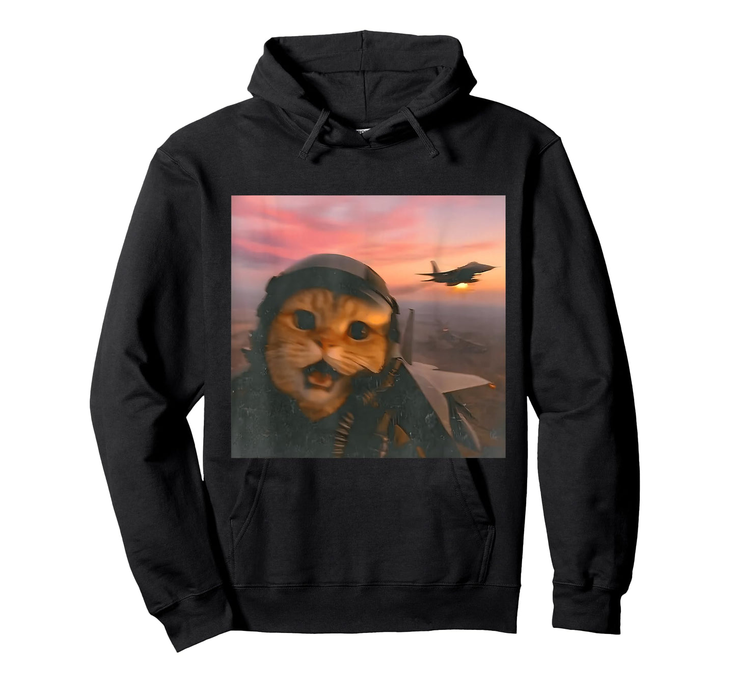 Funny Fighter Pilot Cat Vintage Fighter Jet Cat Meme Gen Z T-Shirt