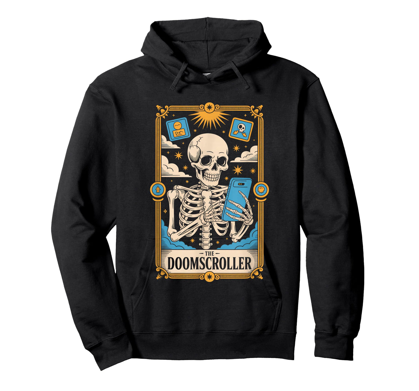 The Doomscroller Skeleton Tarot Social Media Meme T-Shirt