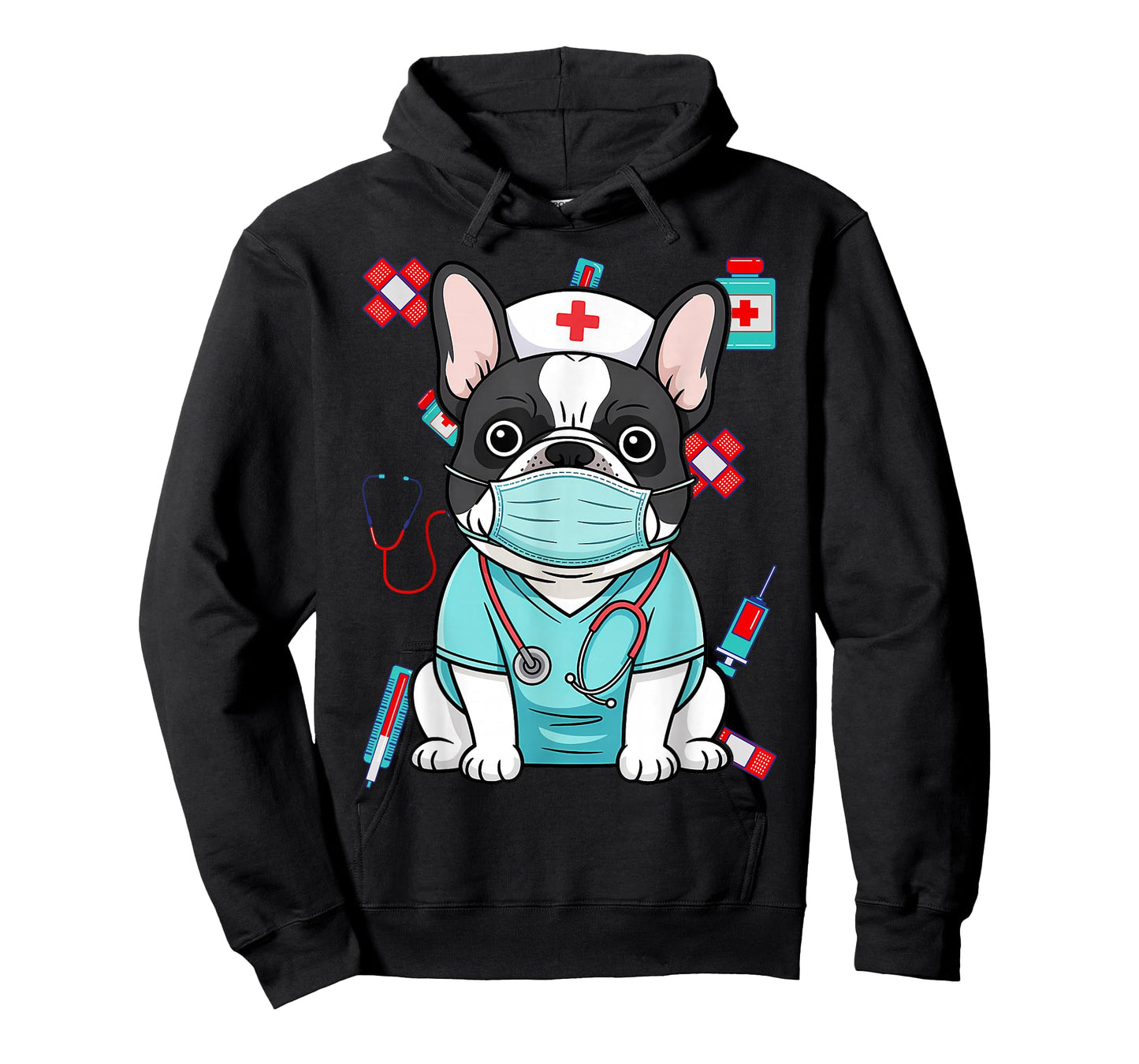 Hospital French Bulldog ER RN LPN Nurse Life Dog Lover T-Shirt