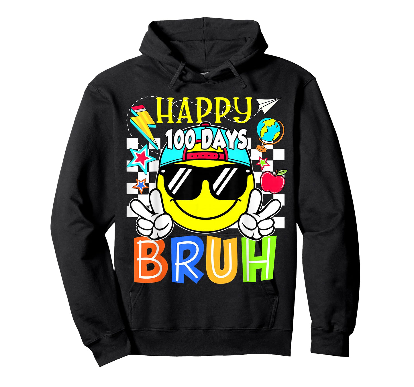 Happy 100 Days of School Bruh Smile Groovy Face Kid Teacher T-Shirt