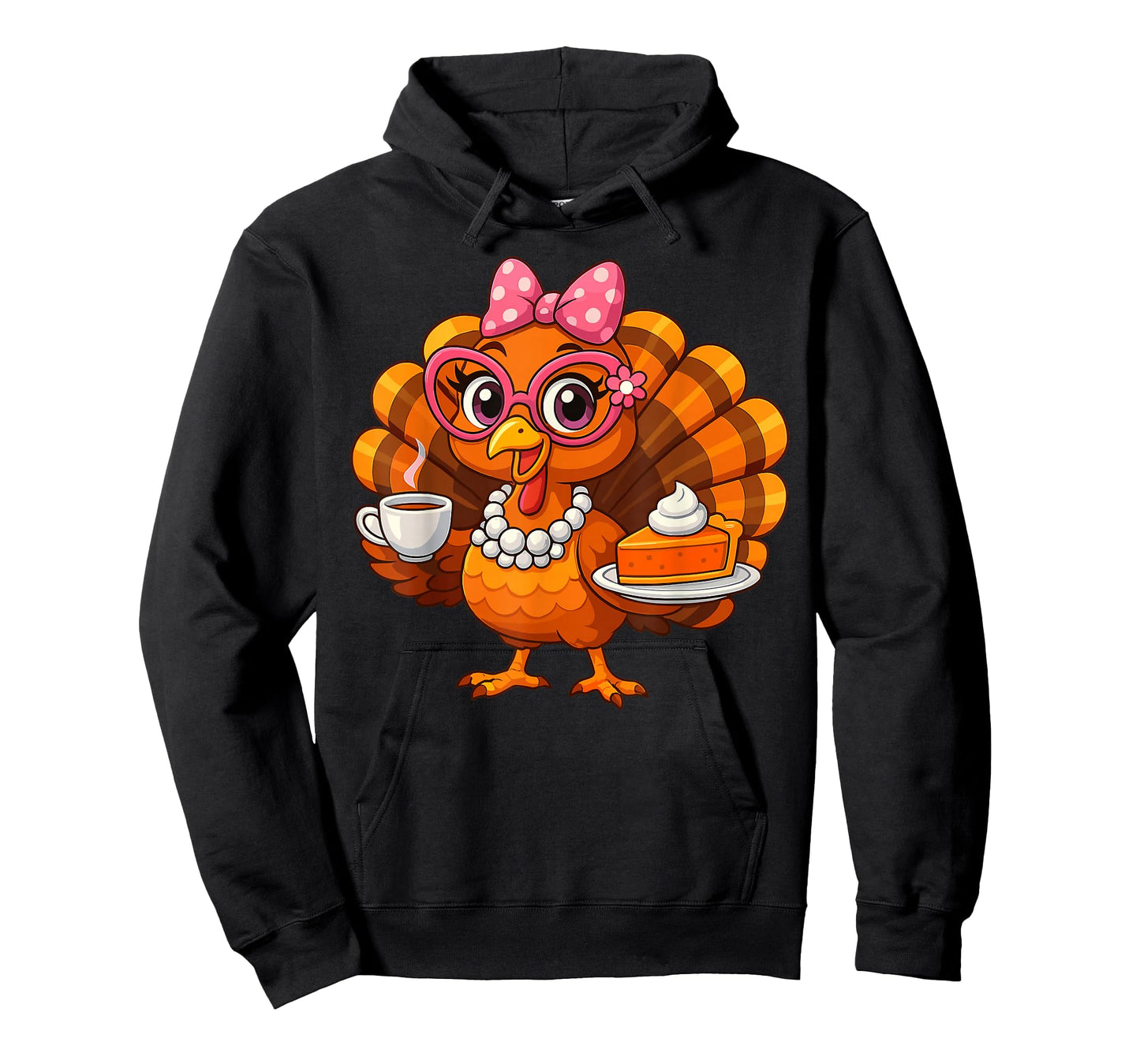 Funny Thanksgiving Turkey Drinking Coffee with Pie T-Shirt