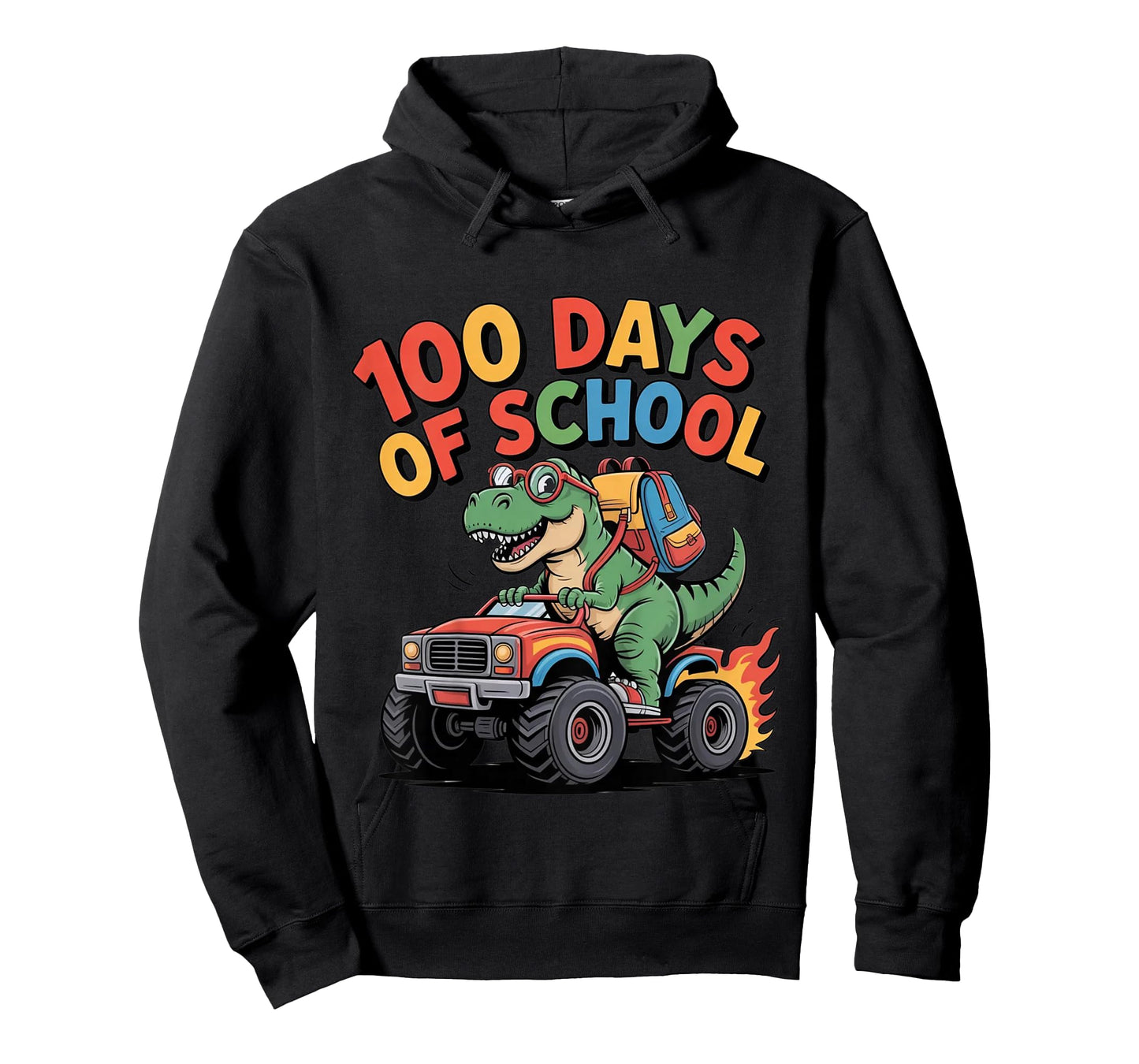 Kids 100 Days of School T-Rex Monster Truck Kids Funny T-Shirt