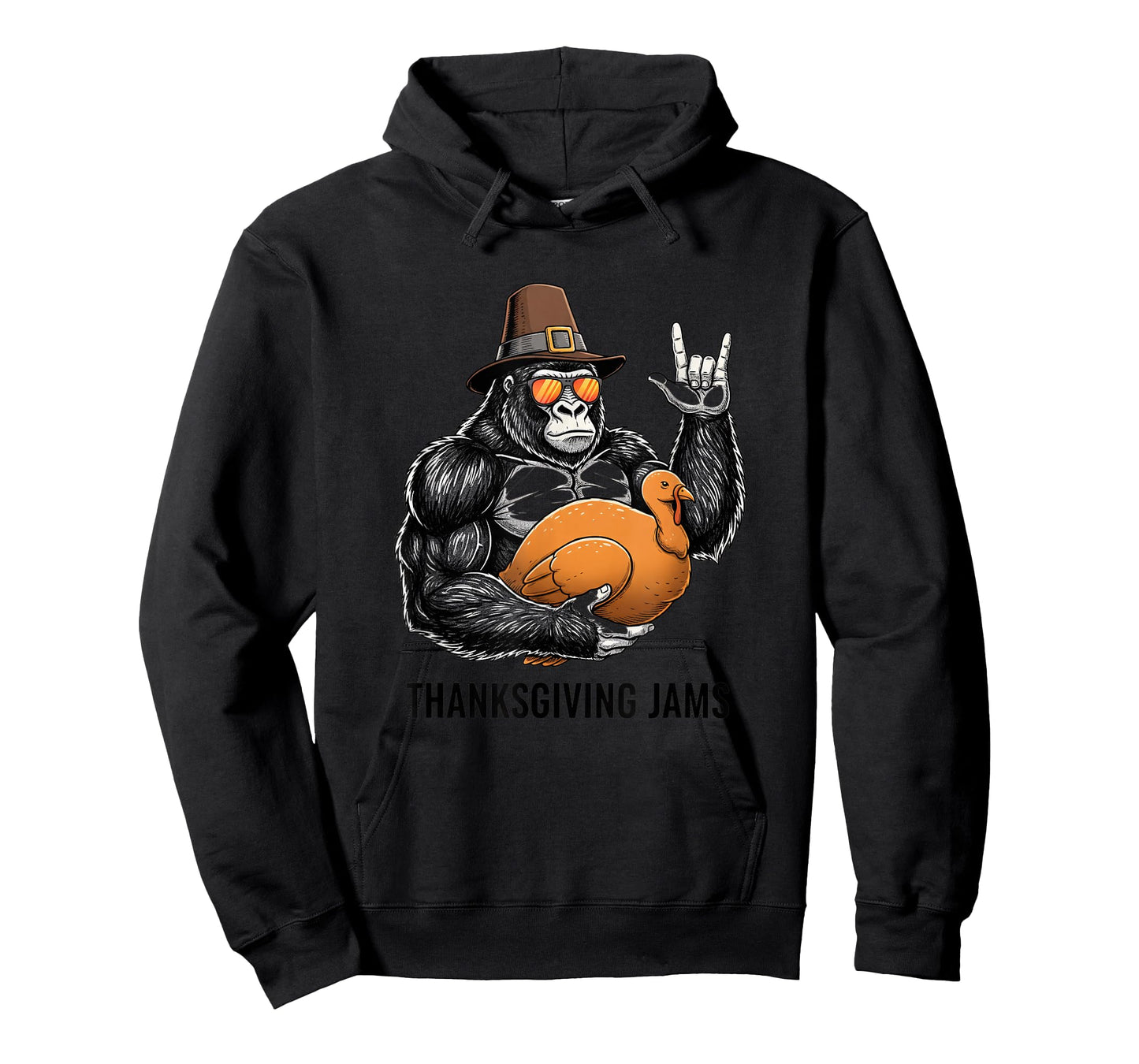 Funny Thanksgiving Gorilla Holding Turkey Pilgrim Hat & Ro T-Shirt