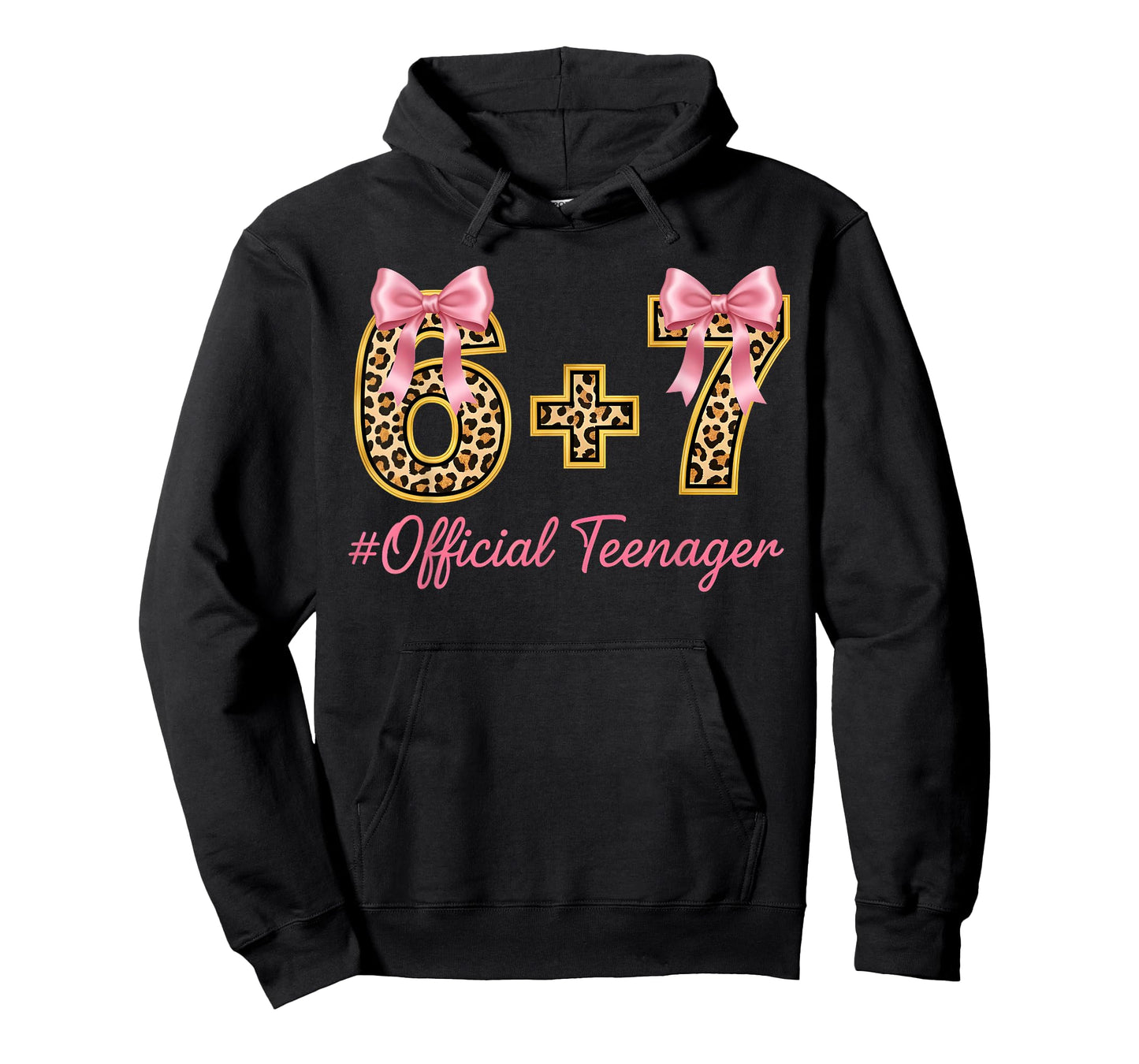 13th Birthday Girl Pink Coquette Bow Leopard 6+7 Year Old T-Shirt