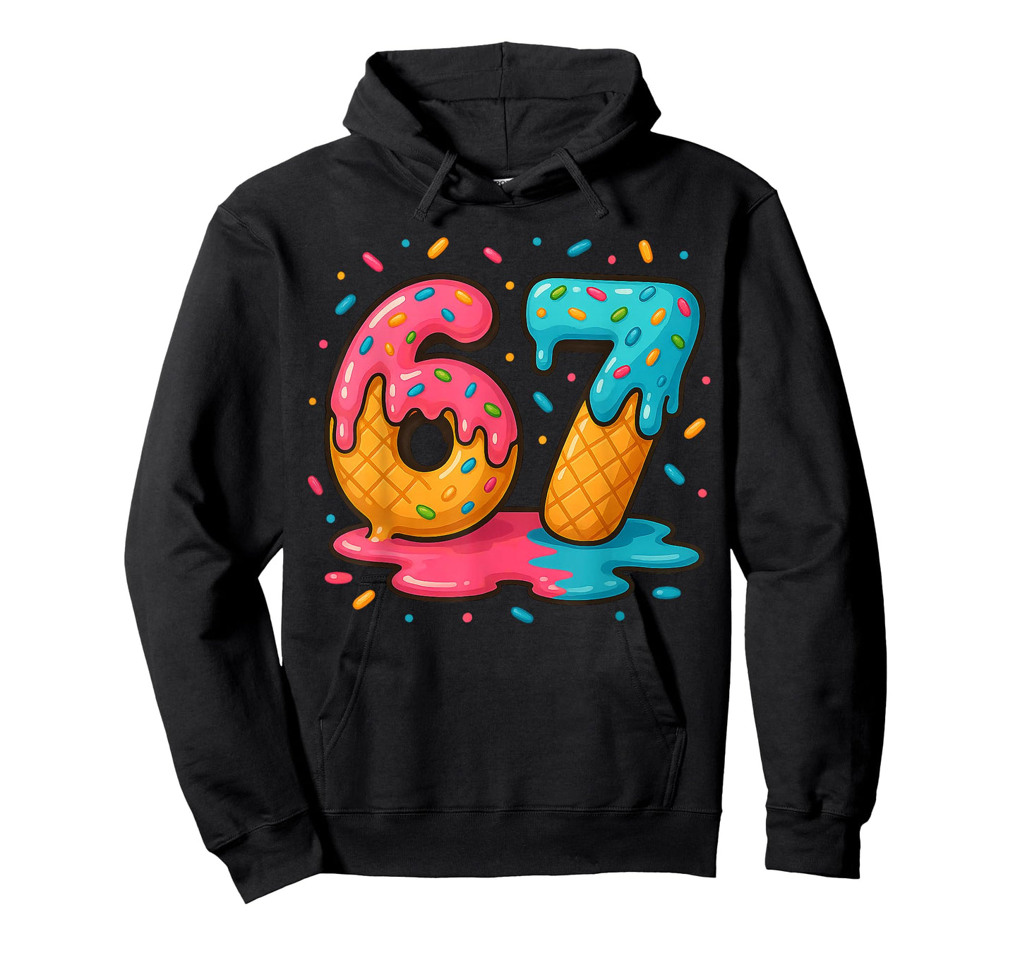 Six Seven Ice Cream Drip Cool Meme 67 Funny Number T-Shirt