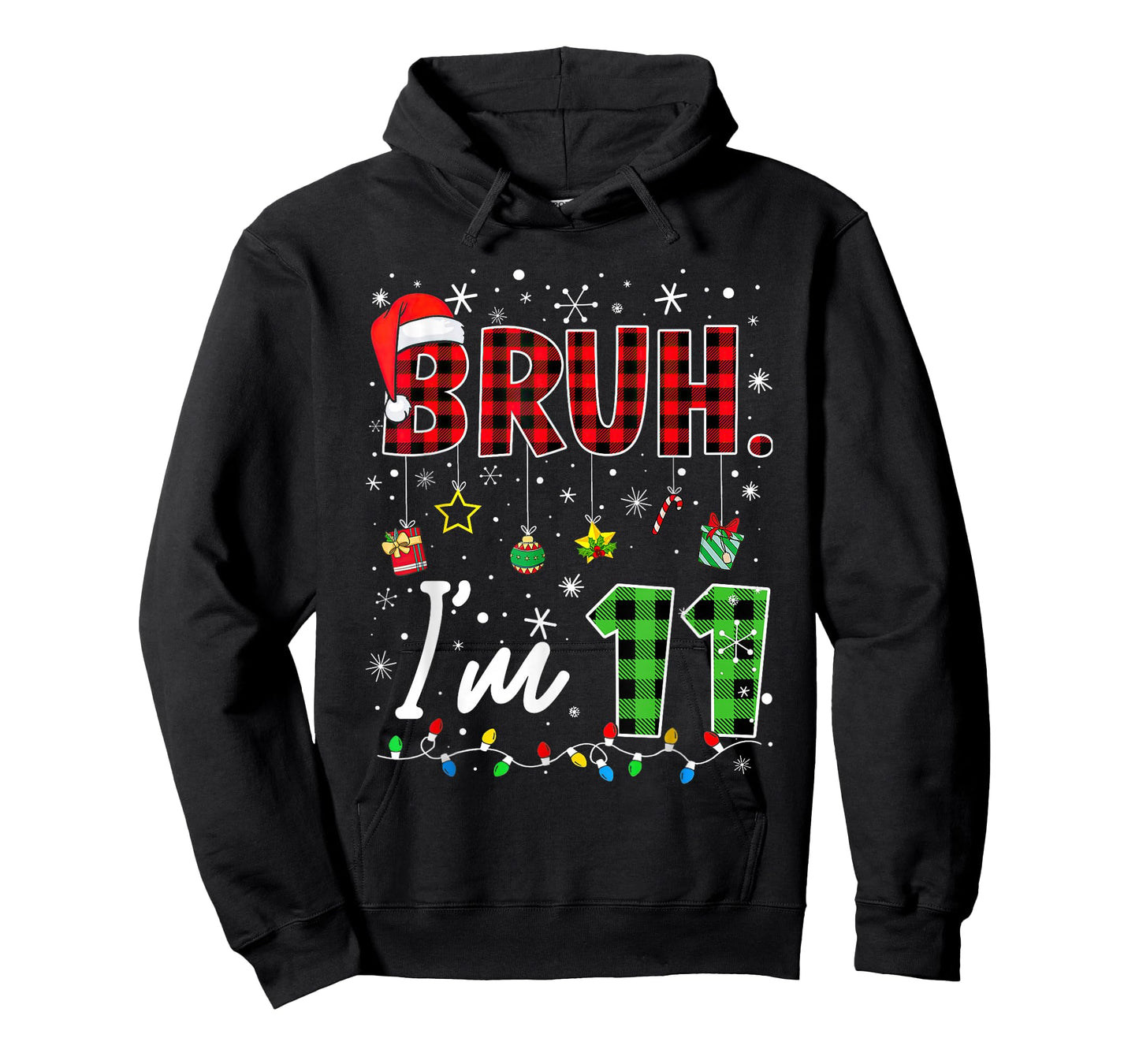 Bruh I'm 11 Years Old Christmas Red Plaid 11th Bday Pajamas T-Shirt