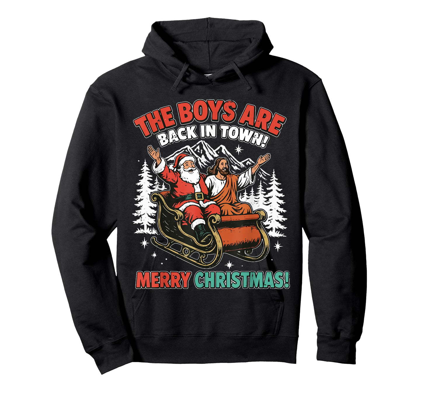 Vintage The Boys are Back in Town Christmas Santa Jesus Xmas T-Shirt