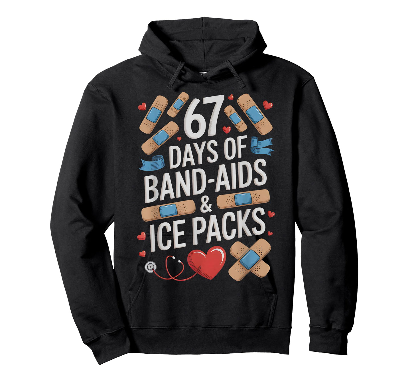 I Teach PE 67 Days of ICEPACKS School Nurse I Survived Joke T-Shirt