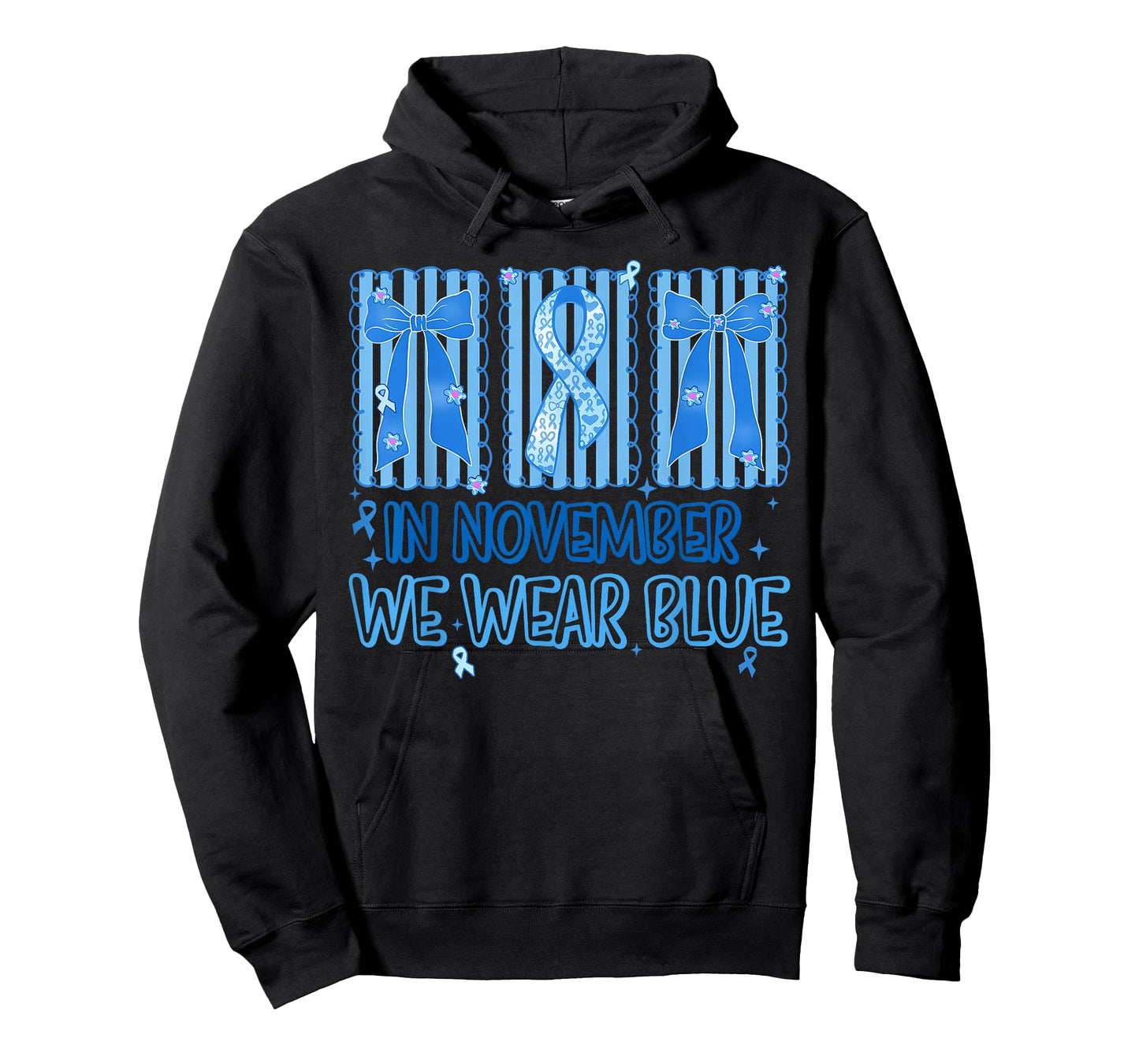 in November We Wear Blue Diabetes Awareness Blue Ribbon T-Shirt