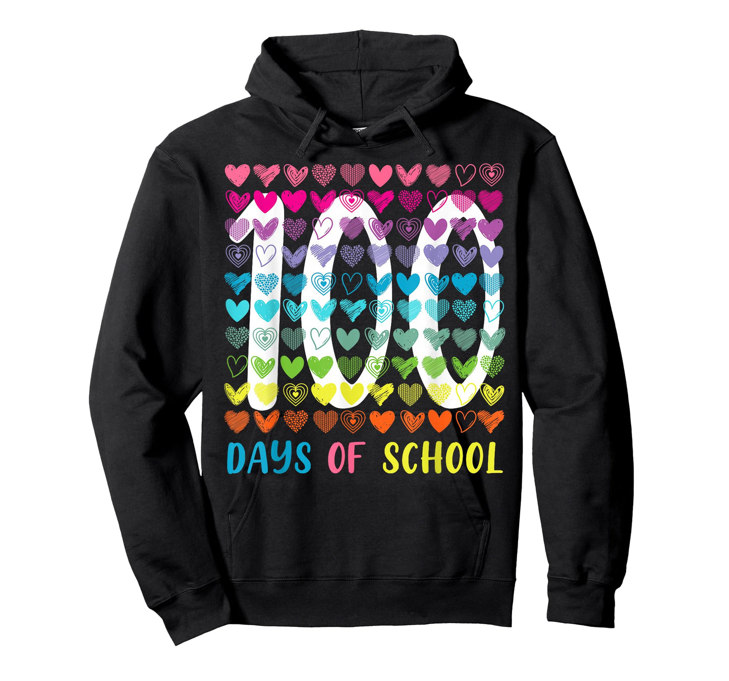 100th Day of School 100 Days Rainbow Hearts Men Women Kid T-Shirt