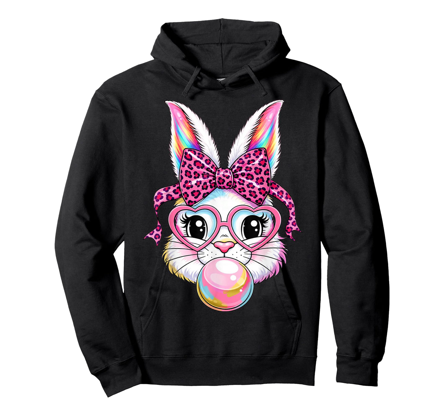 Cute Bunny Rabbit Face Leopard Coquette Bow Glasses Easter T-Shirt