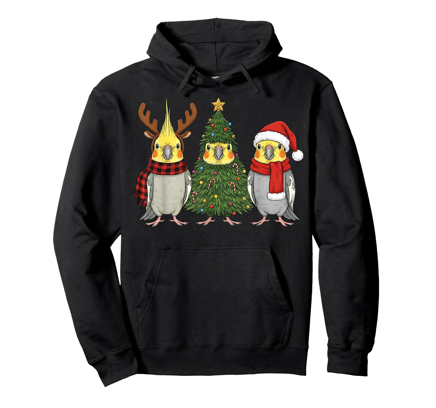 Retro Christmas Cockatiel Parrot Santa Reindeer T-Shirt