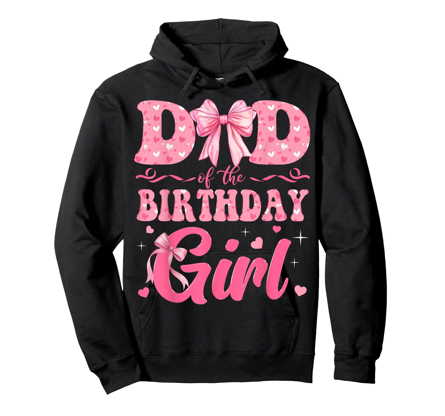 Dad of The Birthday Girl Family Pink Coquette Bow T-Shirt