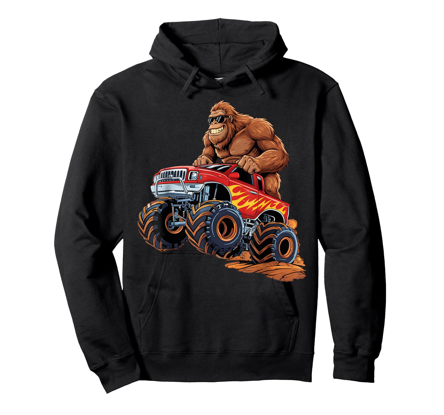 Funny Bigfoot Riding Monster Truck Sasquatch Graphic T-Shirt