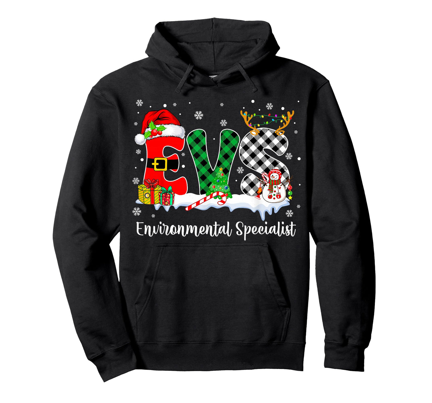 Environmental Specialist Christmas Lights Red Plaid Xmas EVS T-Shirt