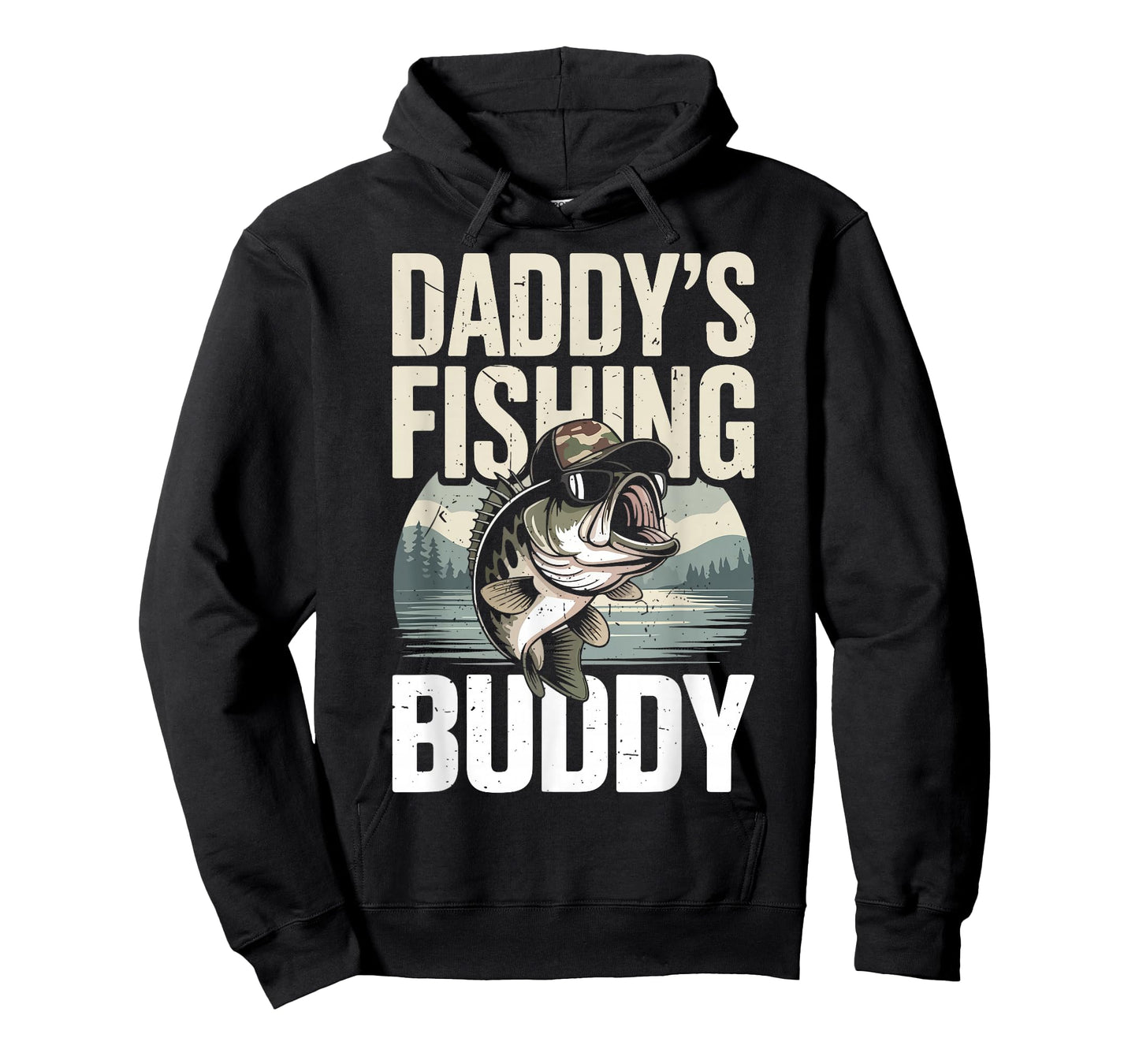 Youth Boy Fishing Camo Bass Fish Daddy's Fishing Buddy Kids T-Shirt