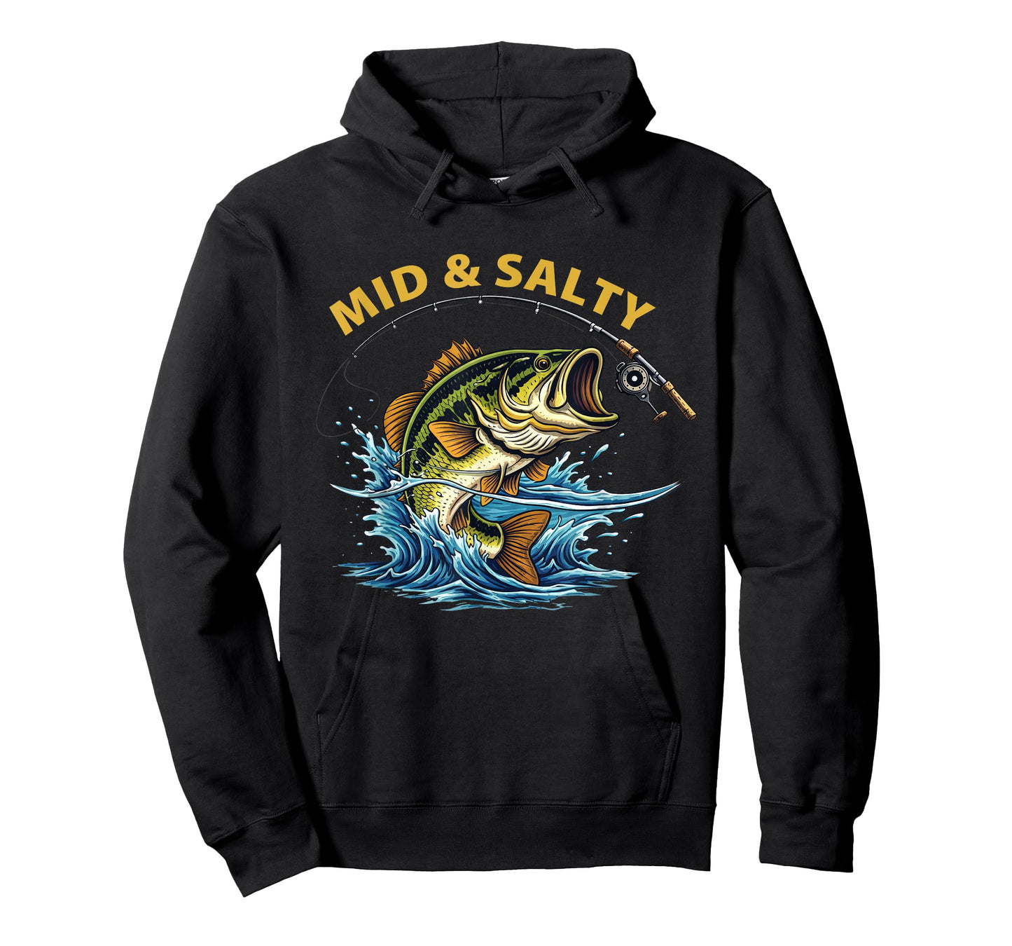 Vintage Mid & Salty Angry Bass Fishing Men Women Kid T-Shirt